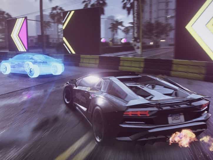 Lamborghini sportscar in NFS Heat game 